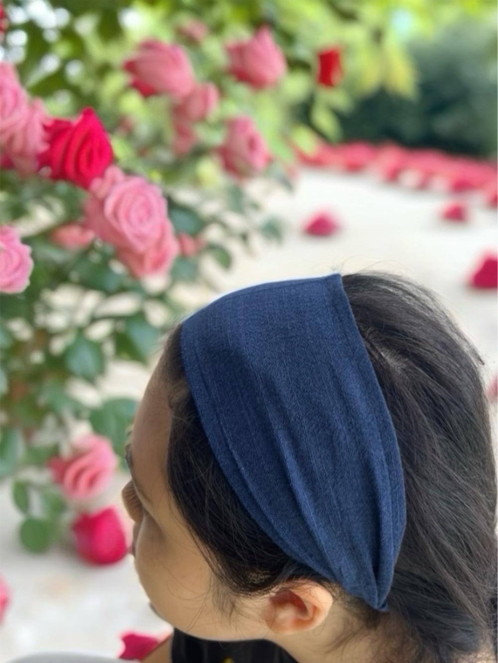 Handmade Cotton Rayon Headband, Stretchy Yoga Hair Wrap, Linen Feel Slub Textur